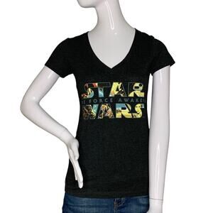 Disney Store Star Wars The Force Awakens Top Short Sleeve V-Neck Size S Slim Fit